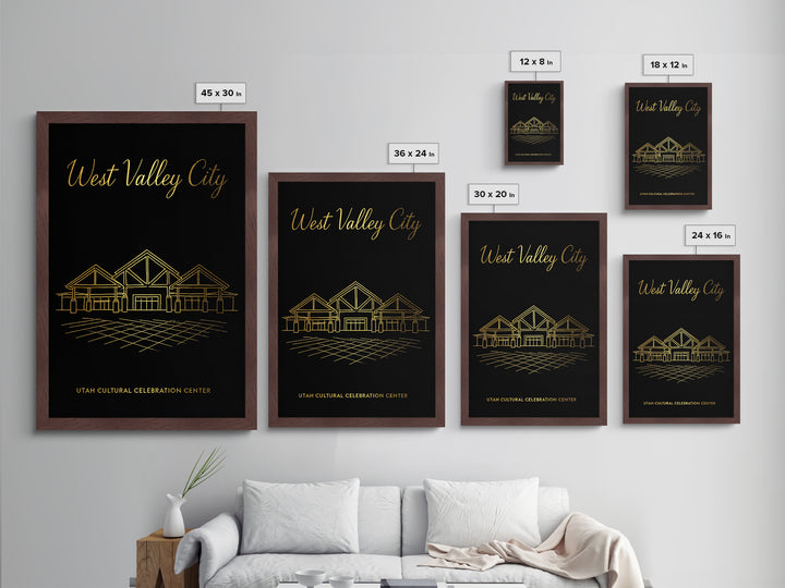 West Valley City Utah Travel, Metallic Gold Print, Wood Framed Art, Metal Art, Modern House Art, Retirement Travel Gift, Bedroom Decor