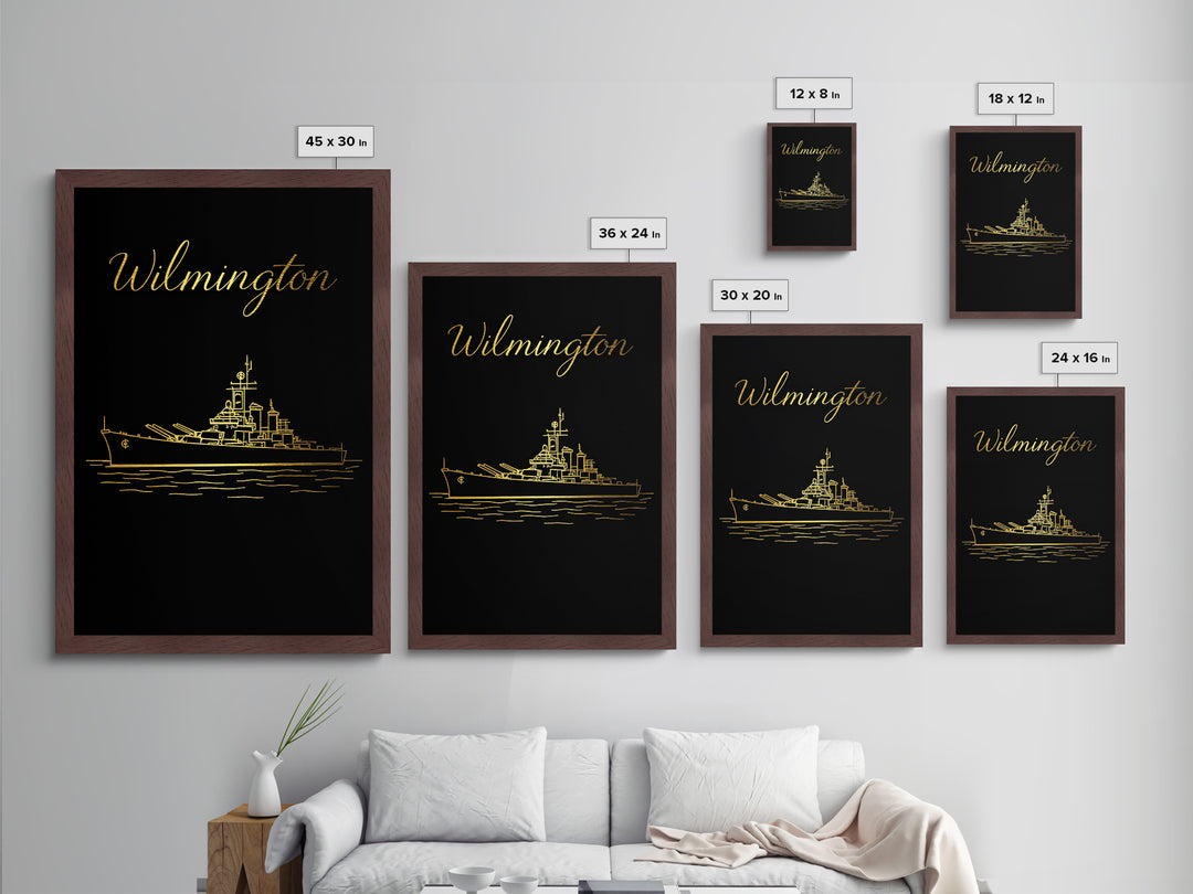 Wilmington North Carolina Art, Metallic Gold Art, Wood Framed Art, Metal Art, Modern Wall Art, Retirement Travel Gift, Bedroom Decor