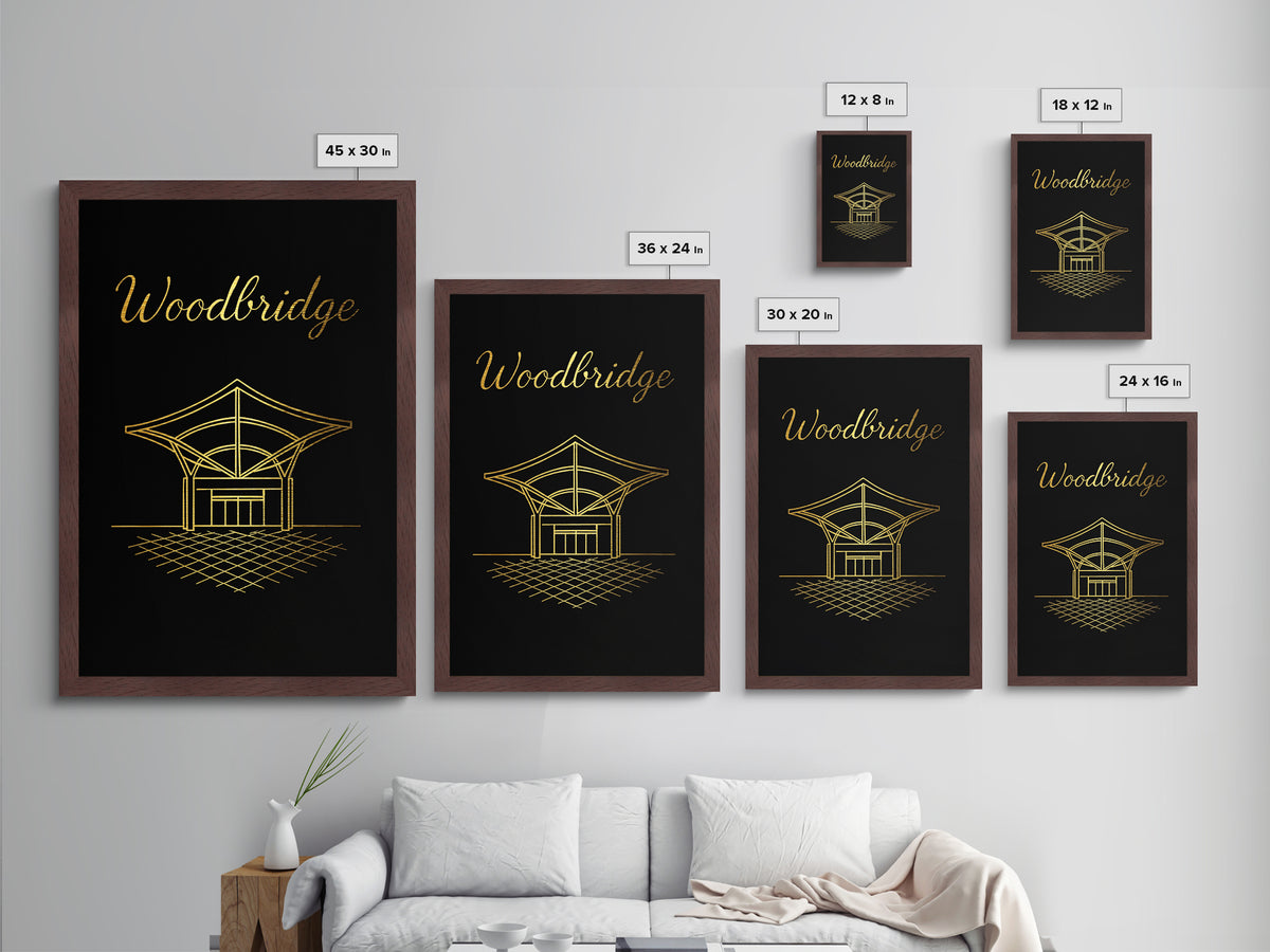 Woodbridge Virginia Art, Metallic Gold Art, Wood Framed Art, Metal Art, Modern Wall Art, Graduation Travel Gift, Home Decor