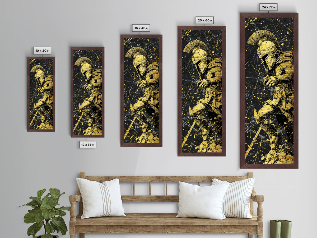 Spartan Warrior Metallic Gold Wall Art, Brushed Gold Aluminum Art, Gift For Him, Husband Man Cave Wall Art