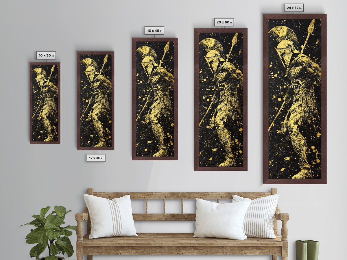 Spartan Warrior Ready For Battle, Metallic Gold Wall Art, Metal Print, Wood Framed Metal Art, Roman Inspired Decor