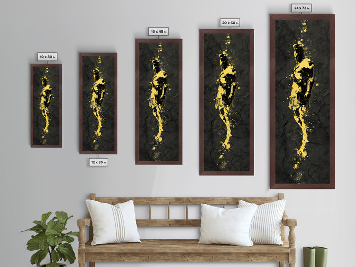 Greek Spartan Warrior Silhouette, Metallic Gold Metal Print, Ancient Warrior Helmet Wall Art, Real Wood Frame Decor