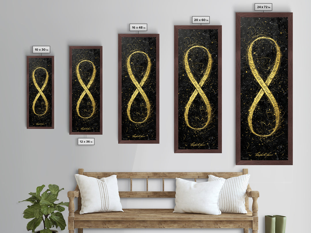Golden Infinity Symbol - Metallic Gold Wall Art - Wood Framed Art, Man Cave Decor, Infinite Symbol Painting, Gold Painting Art