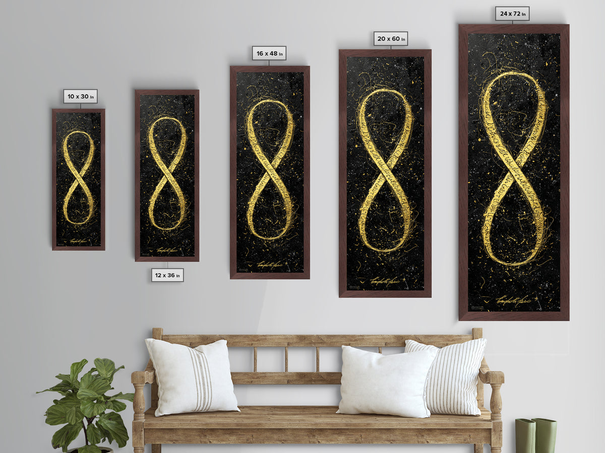 Golden Infinity Symbol - Metallic Gold Wall Art - Wood Framed Art, Man Cave Decor, Infinite Symbol Painting, Gold Painting Art