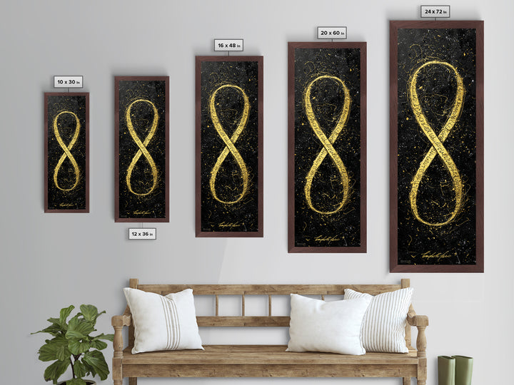 Golden Infinity Symbol - Metallic Gold Wall Art - Wood Framed Art, Man Cave Decor, Infinite Symbol Painting, Gold Painting Art