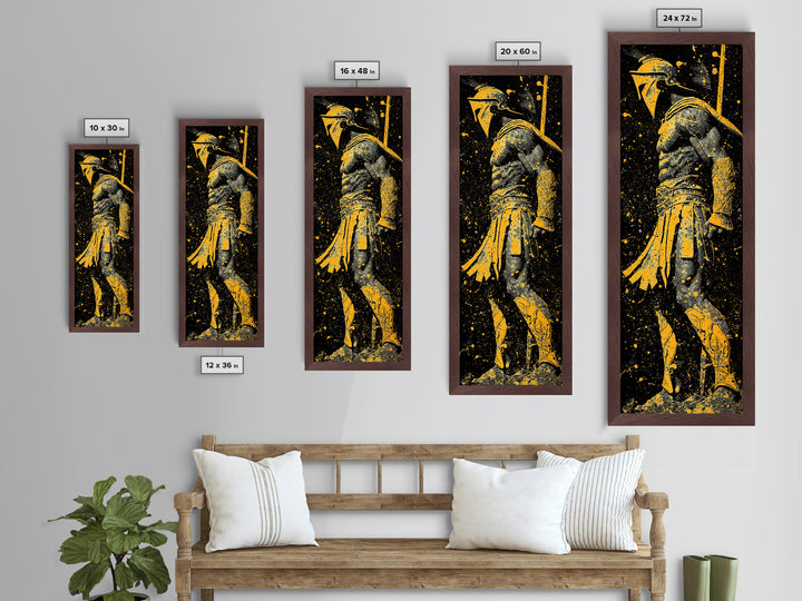 Spartan Side Profile, Metallic Gold Metal Print, Ancient Greek Helmet Art, Real Wood Frame Wall Decor, Classic Warrior Artwork