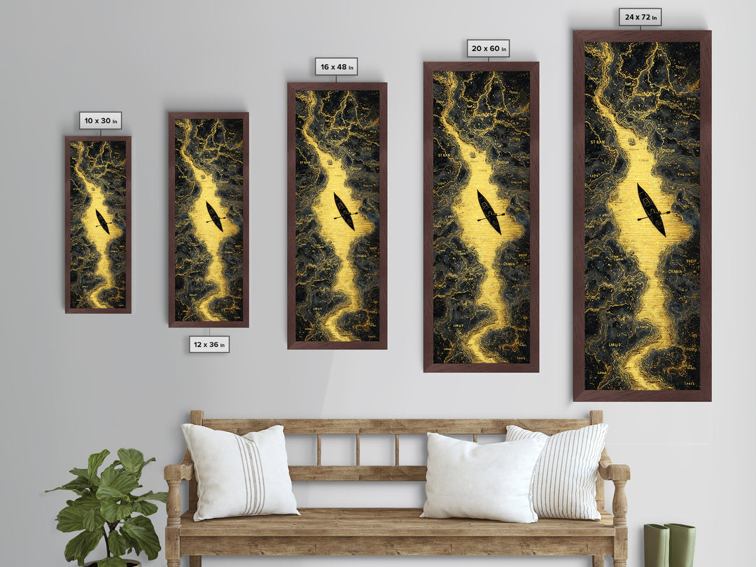 Rowing A Boat Through Hades The Underworld, Metallic Gold Wall Art, Metal Print, Metal Art, Man Cave Decor, Office Decor, Gift For Him