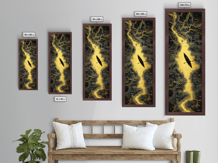 Rowing A Boat Through Hades The Underworld, Metallic Gold Wall Art, Metal Print, Metal Art, Man Cave Decor, Office Decor, Gift For Him