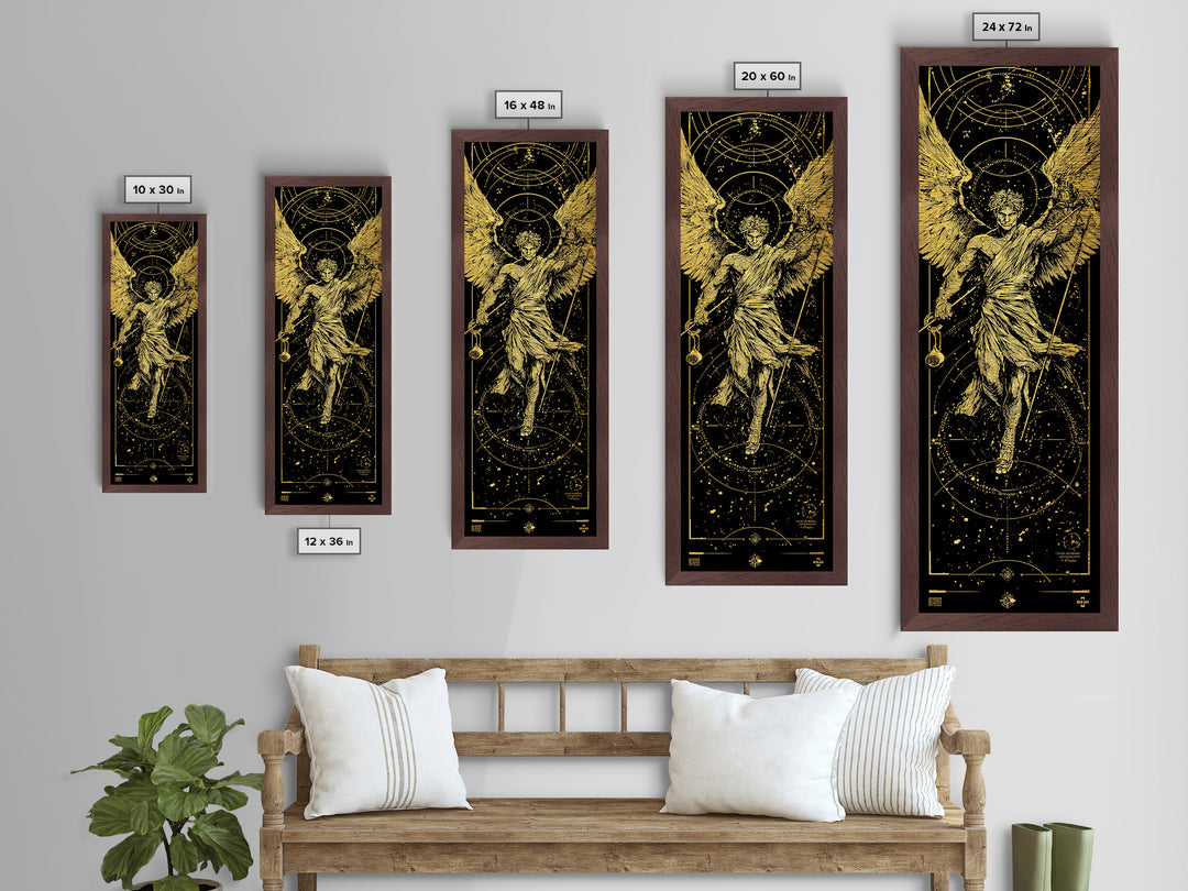 Metallic Gold Metal Print, Astraeus Titan Of Stars Wall Art, Mythical Constellation Decor, Real Wood Frame