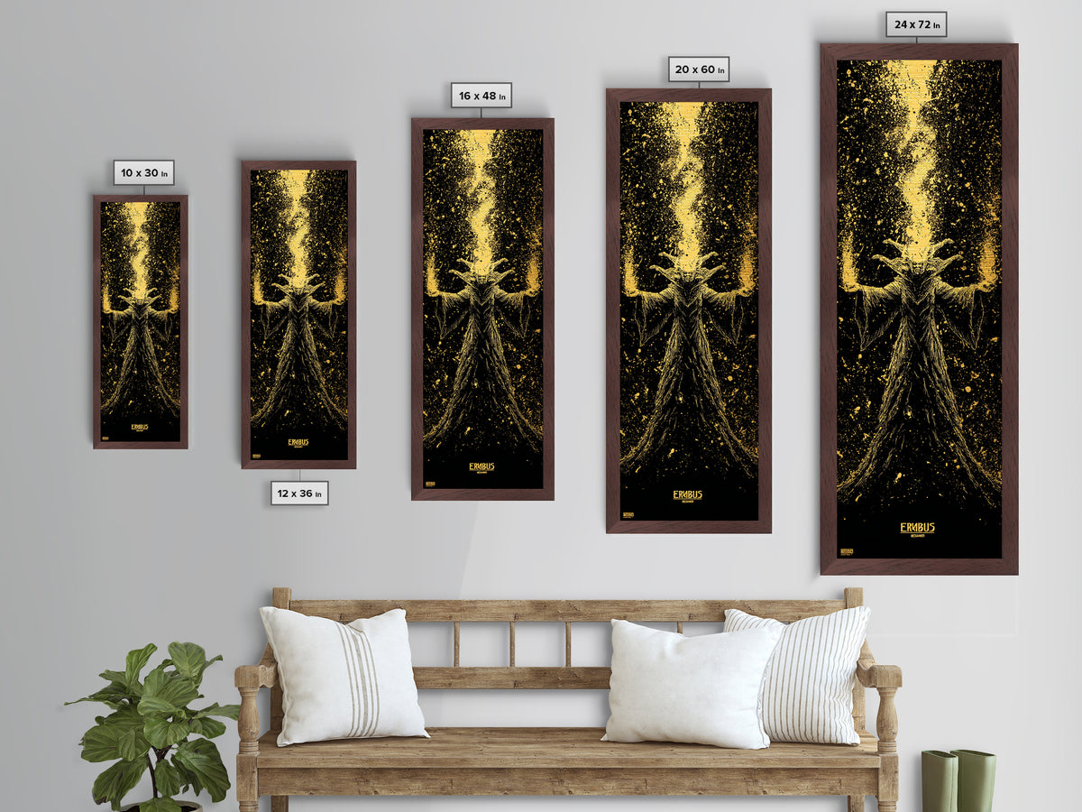 Erebus Mythology Metallic Gold Metal Print, Dark Greek God Wall Art, Underworld Decor, Real Wood Framed Gold Print
