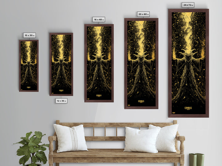 Erebus Mythology Metallic Gold Metal Print, Dark Greek God Wall Art, Underworld Decor, Real Wood Framed Gold Print
