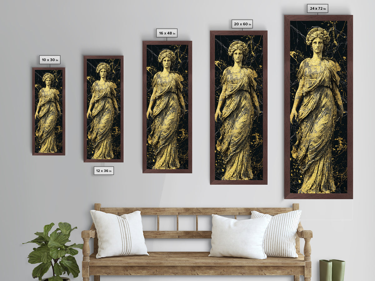 Helen Of Troy Metallic Gold Art, Greek Goddess Wall Print, Classical Mythology Decor, Real Wood Framed Gold Artwork