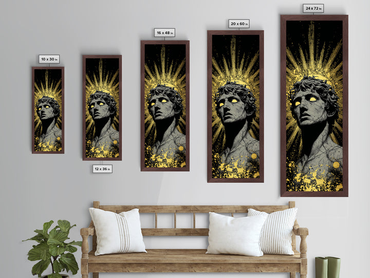 Helios Greek God Metallic Gold Metal Print, Sun God Mythology Art, Radiant Ancient Decor, Real Wood Framed Gold Print