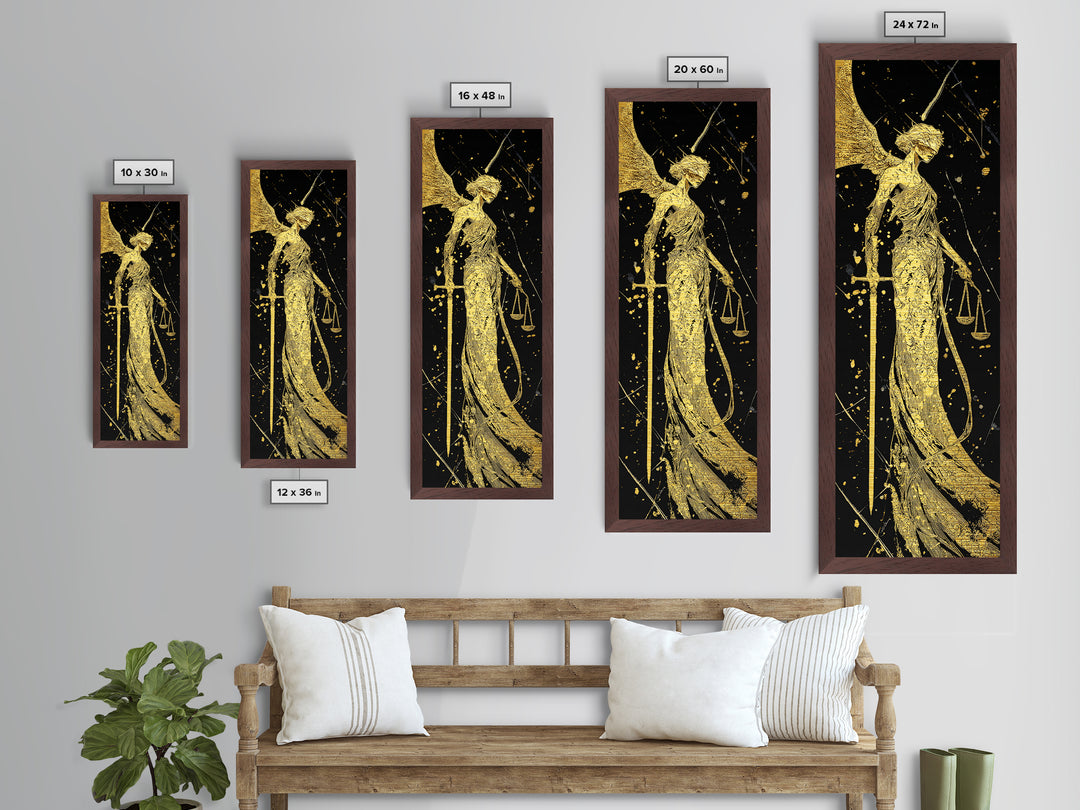 Nemesis Goddess Metallic Gold Metal Print, Divine Justice Wall Art, Greek Mythology Decor, Real Wood Framed Gold Print