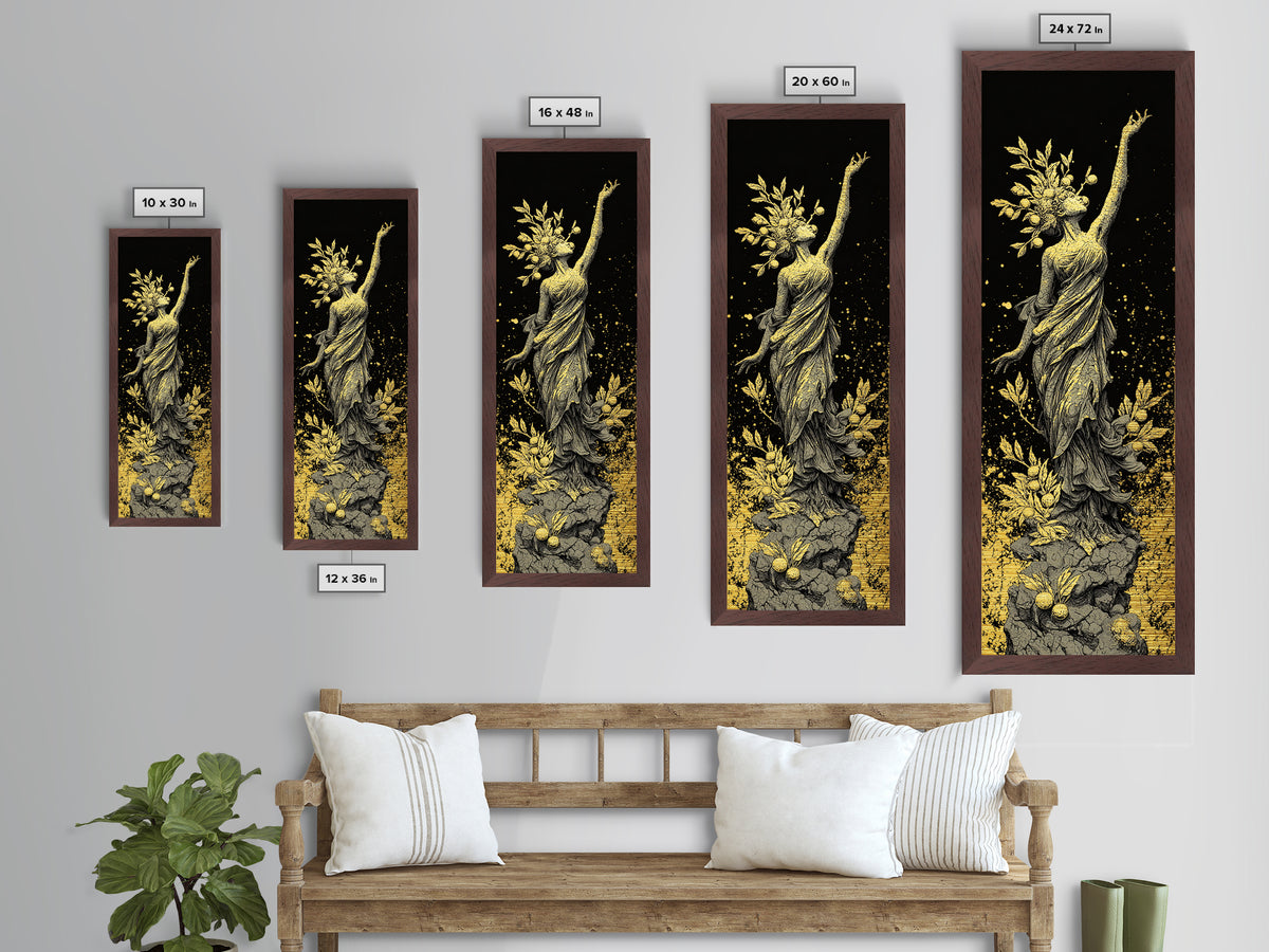 Persephone Metallic Gold Metal Print, Greek Goddess Of Spring Wall Art, Underworld Queen Decor, Real Wood Framed Print