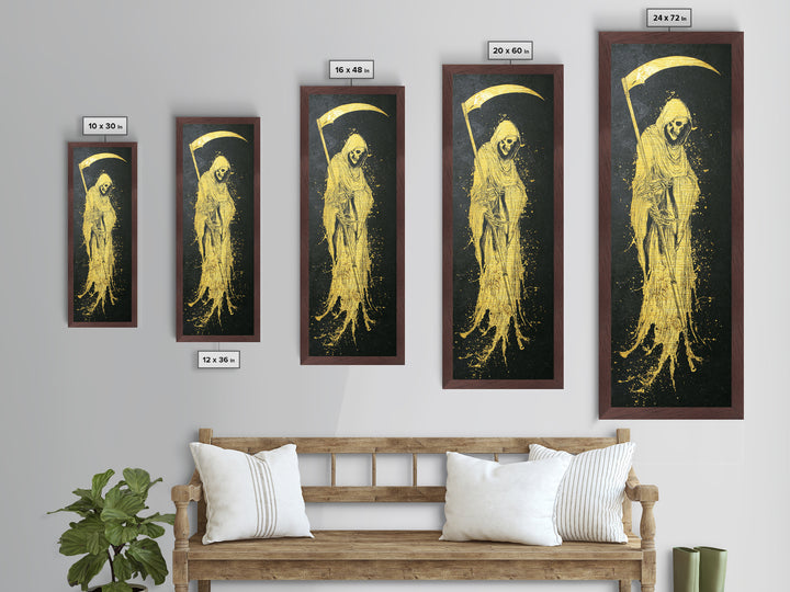 Thanatos Metallic Gold Art, Greek God Of Death Metal Print, Underworld Wall Decor, Real Wood Framed Mythology Artwork