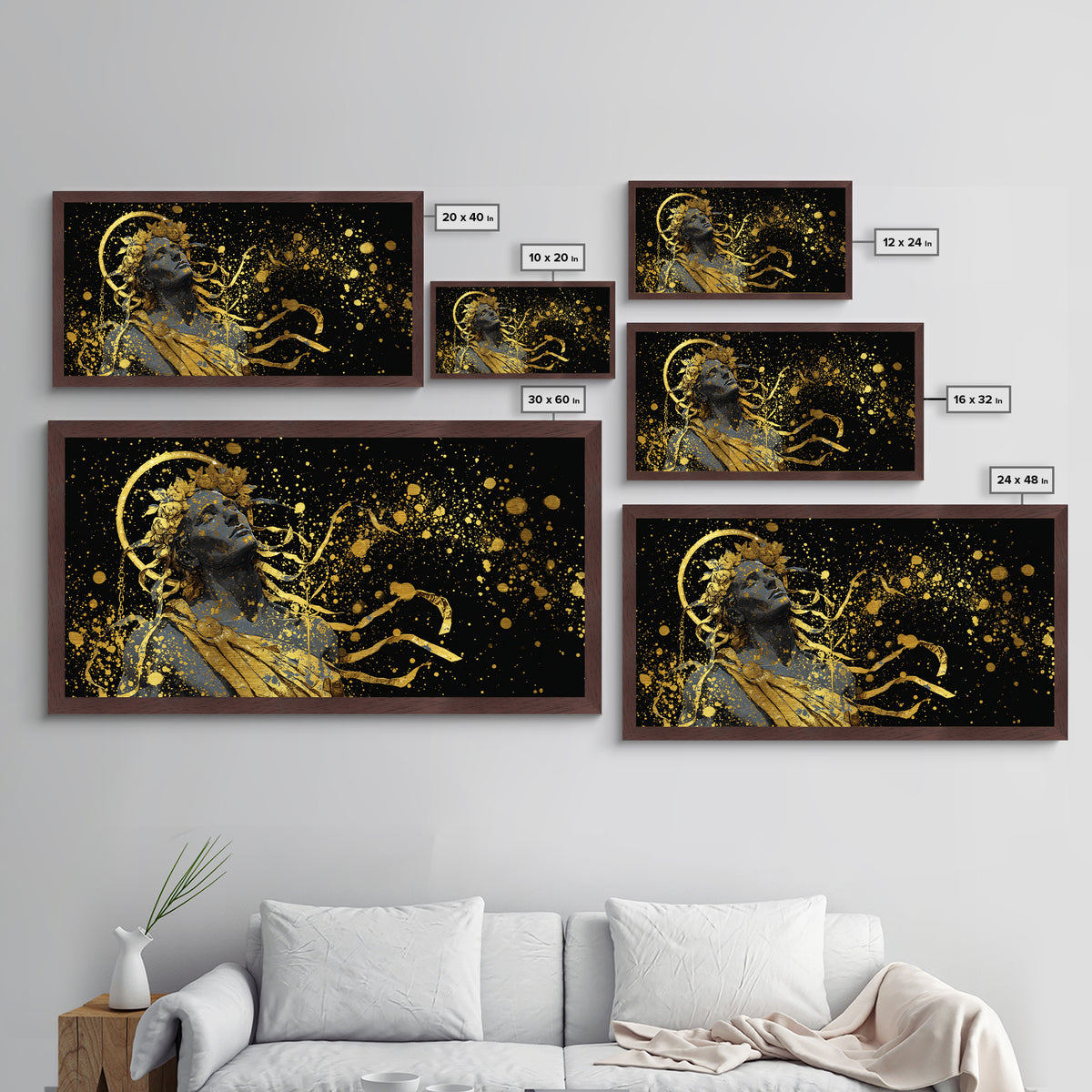 Apollo God Of Music And Light, Metallic Gold Art, Radiant Greek Mythology Wall Decor, Classical Fine Art Design For Elegant Interiors