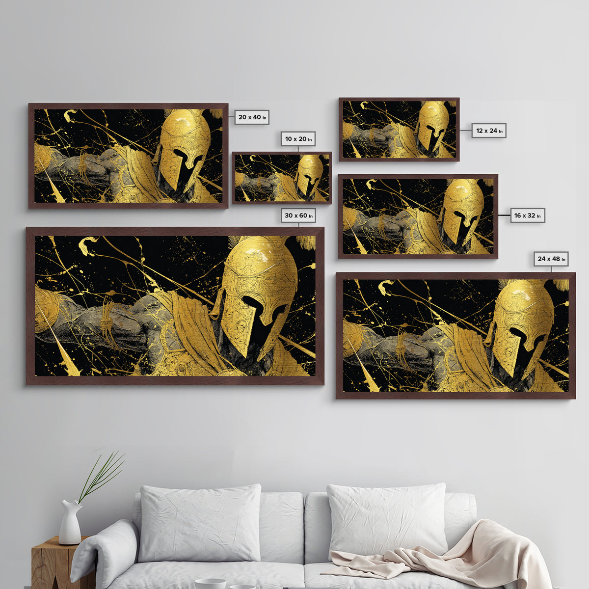 Ares Greek God In Golden Armor, Metallic Gold Metal Print, Powerful Mythology Wall Art, Bold Classical Greek Warrior Home Decor