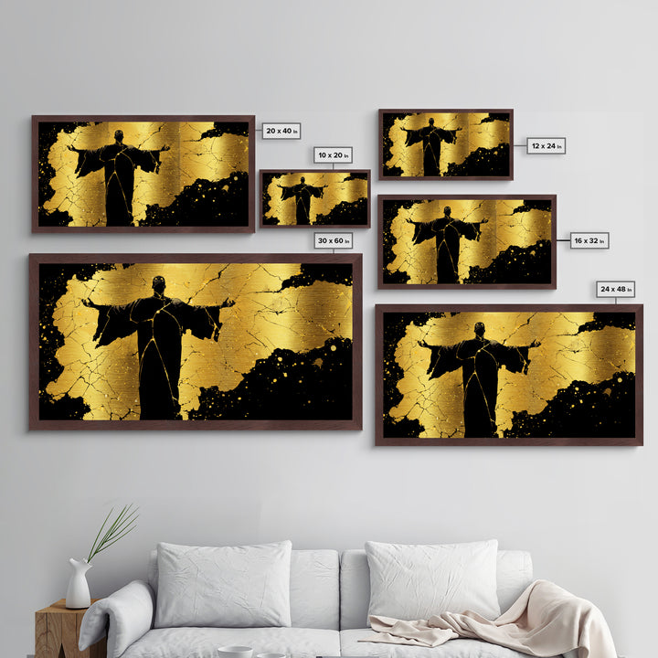 Erebus Metallic Gold Metal Print, Greek God Wall Art, Dark Mythology Decor, Real Wood Frame, Luxury Metal Wall Hanging, Gift For Him