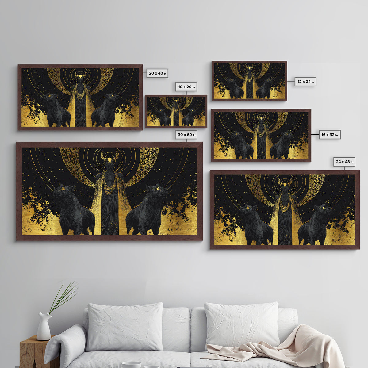 Hades Metallic Gold Art, Mythology God Of The Dead Wall Decor, Greek God Metal Print, Real Wood Frame, Luxury Dark Gothic Wall Artwork