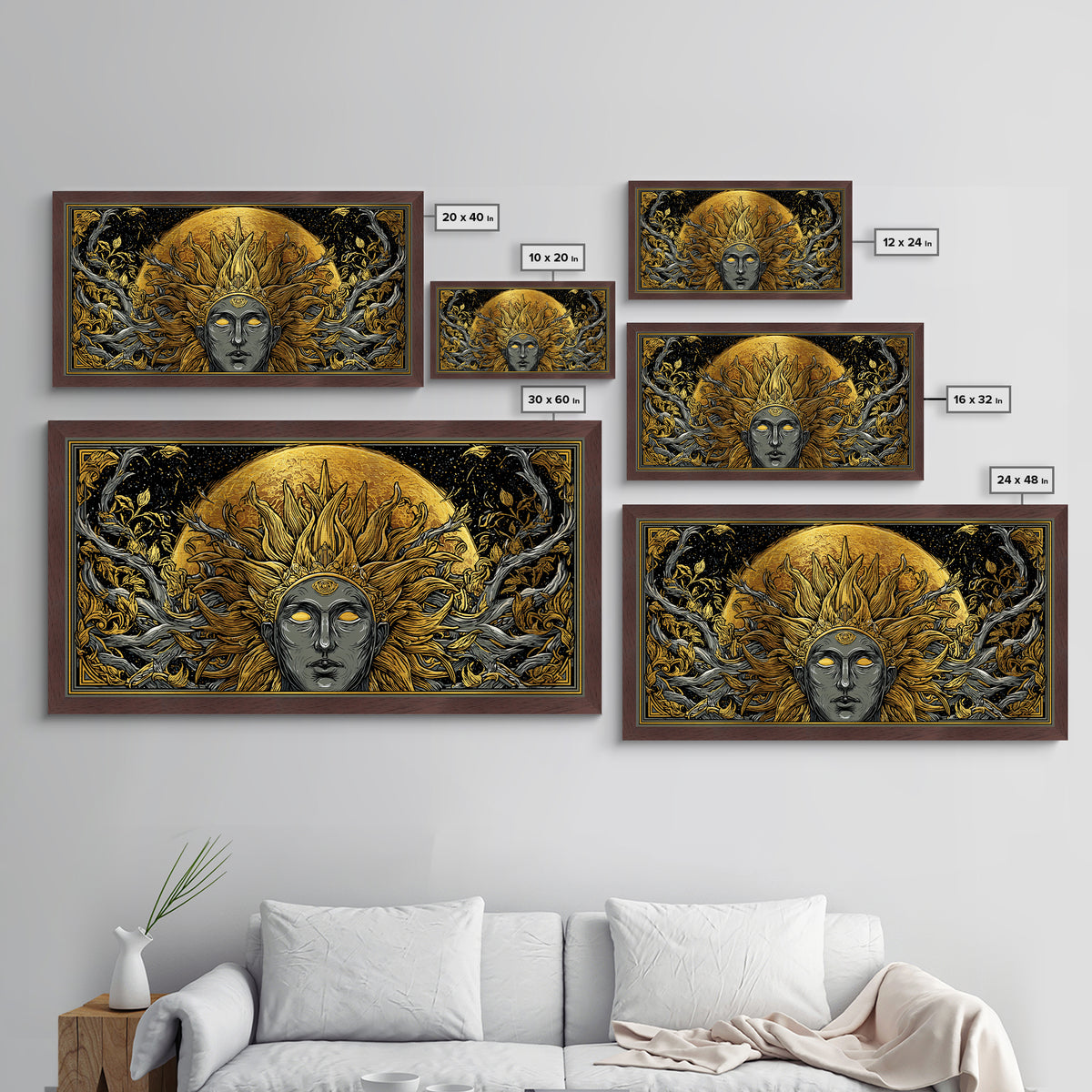 Helios Metallic Gold Metal Print, Greek God Wall Art, Mythology Decor, Luxury Gold Artwork, Real Wood Frame Home Decor