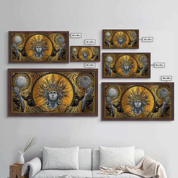 Hyperion Metallic Gold Metal Print, Greek God Wall Art, Mythology Decor, Luxury Gold Artwork, Real Wood Frame Home Decor