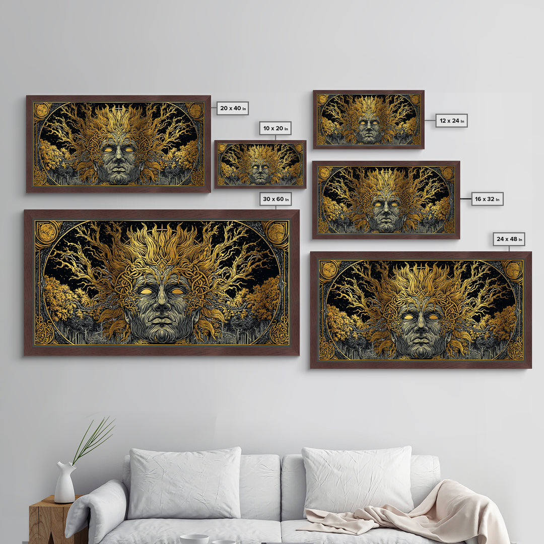 Prometheus Fire Bringer Metallic Gold Metal Print, Greek Mythology Wall Art, Real Wood Frame, Titan Decor, Inspirational Gift
