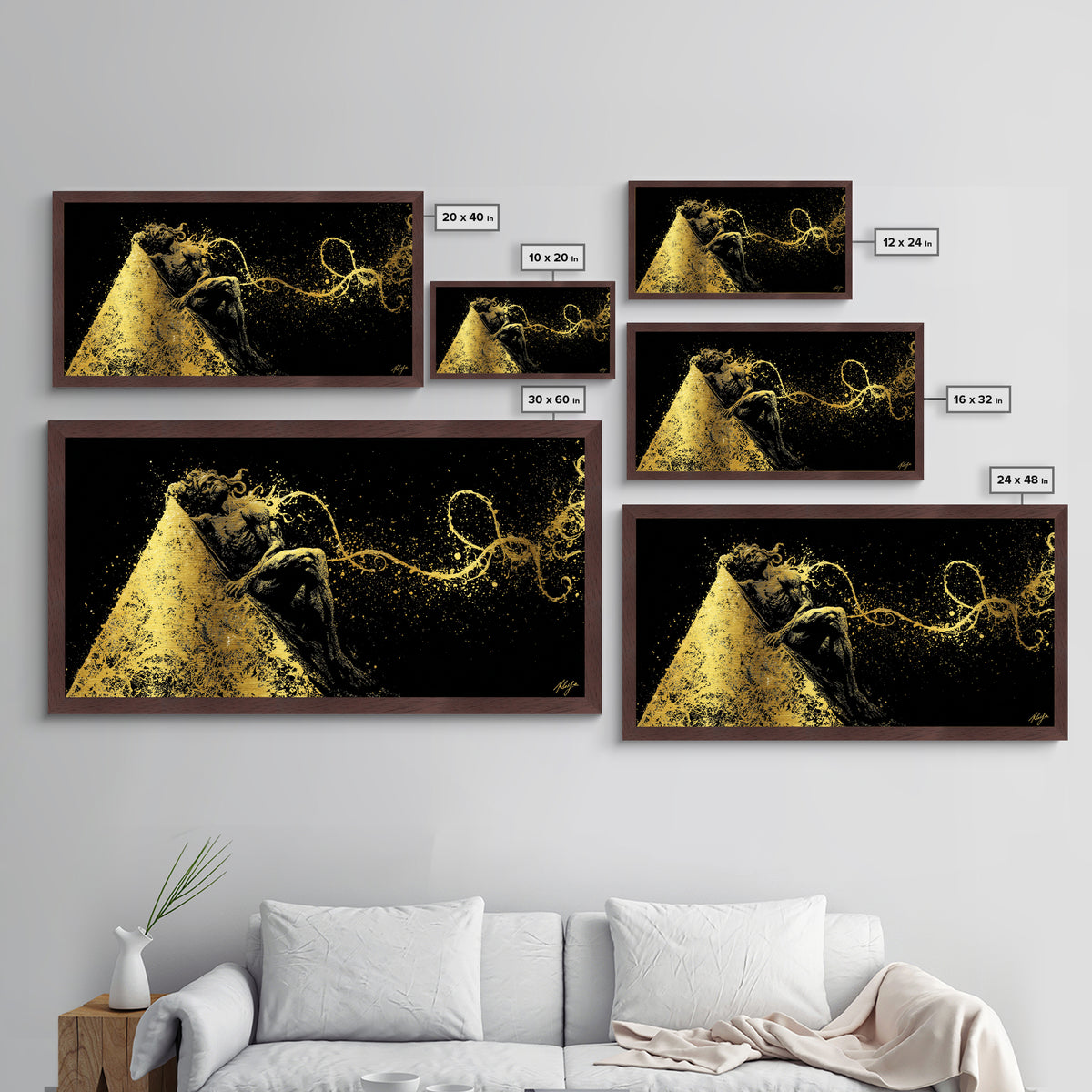 Prometheus Bound Metallic Gold Art, Greek Mythology Metal Print, Real Wood Frame, Titan Wall Decor, Dramatic Art Gift