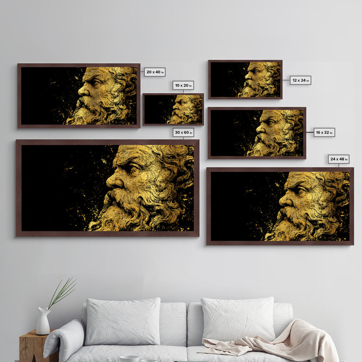 Socrates Greek Philosopher Metallic Gold Art, Ancient Philosophy Metal Print, Real Wood Frame, Classical Wisdom Gift