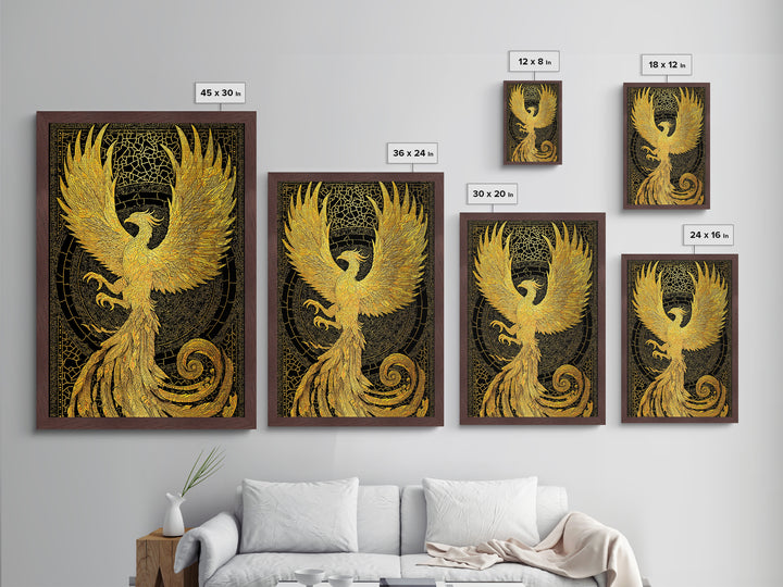 The Radiant Phoenix – Wings of Sunfire and Immortality, Metal Art, Metallic Gold Print, Metal Wall Art, Man Cave Decor