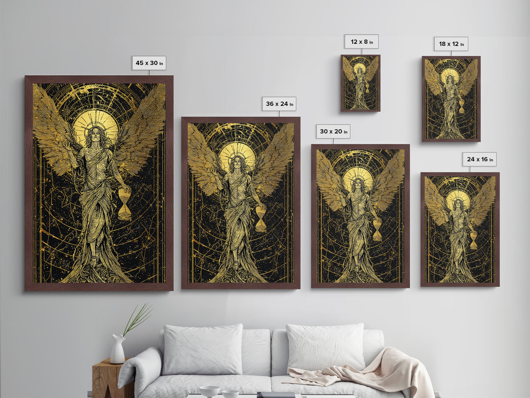 Astraeus God Of Dusk Mythological Figure, Metallic Gold Metal Print, Real Wood Frame, Greek Titan Wall Decor, Celestial Art