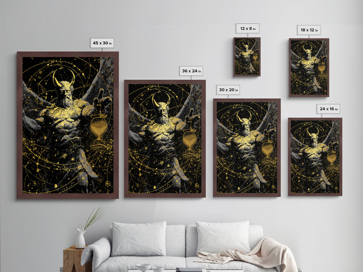 Astraeus Starry Night Mythology, Metallic Gold Art Print, Real Wood Frame, Greek Titan Wall Art, Astrology Inspired Decor