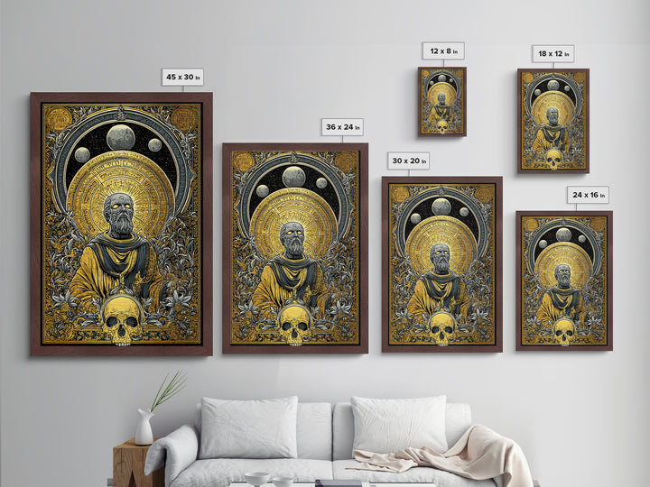 Coeus Metallic Gold Metal Print, Greek Titan Of Intellect Artwork, Mythology Inspired Wall Art, Real Wood Frame Display