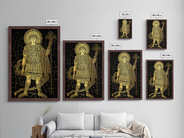 Constantine Metallic Gold Metal Print, Ancient Roman Emperor Radiant Halo Portrait, Classical History Artwork, Wood Framed