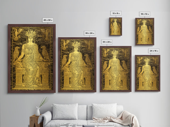 Ancient Goddess Hera Mosaic Metallic Gold Metal Print, Mythology Inspired Art, Regal Home Decor, Wood Framed Wall Art