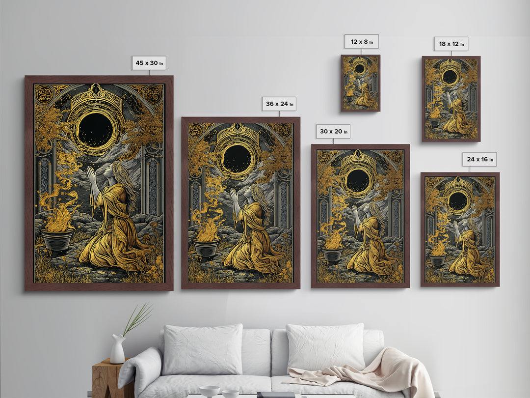 Hera Goddess With Peacocks, Mythology Throne Art, Metallic Gold Metal Print, Ancient Greek Wall Decor, Real Wood Frame