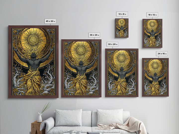 Hermes Greek God In Flight, Mythology Messenger Art, Metallic Gold Metal Print, Ancient Greek Decor, Real Wood Frame