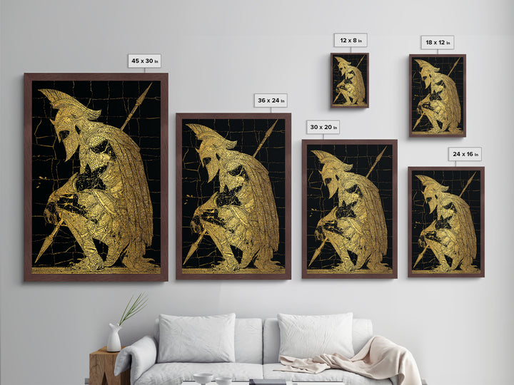 Snake Goddess Medusa Metallic Gold Metal Print, Mythology Wall Art, Serpent Monster Artwork, Ancient Fantasy Decor Real Wood Frame