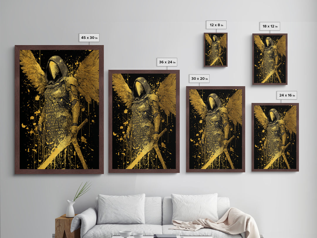 Medusa Serpent Head Metallic Gold Metal Print, Classical Myth Wall Art, Ancient Monster Artwork, Legendary Creature Decor Wood Frame