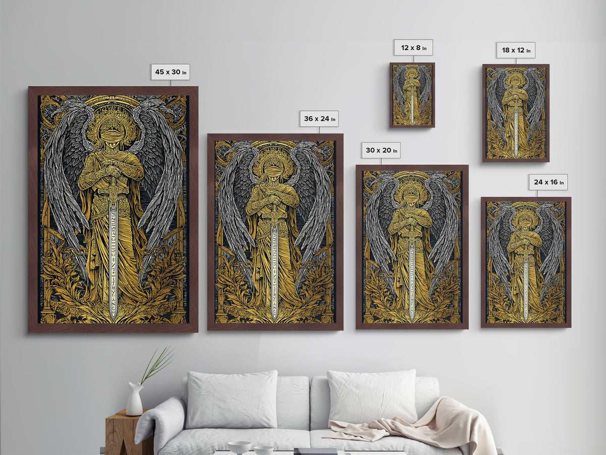 Medusa Gorgon Metallic Gold Metal Print, Ancient Mythology Wall Art, Serpent Goddess Artwork, Legendary Fantasy Decor Real Wood Frame