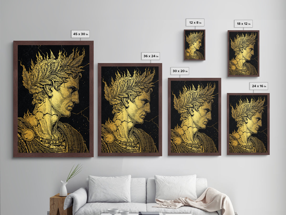 Mythical Goddess Metallic Gold Metal Print, Ancient Fantasy Wall Art, Mystical Woman With Symbols, Mythology Inspired Real Wood Frame