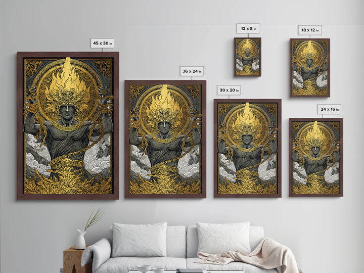 Prometheus Metallic Gold Metal Print, Mythology Wall Art, Real Wood Frame, Luxury Metal Artwork, Ancient Greek Decor