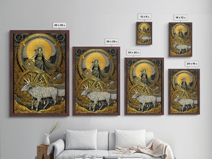 Rhea Metallic Gold Metal Print, Titaness Mother Goddess Art, Real Wood Frame, Ancient Greek Decor, Mythology Artwork