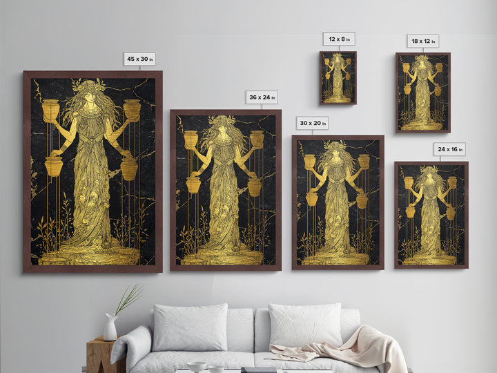Divine Water Bearer Metallic Gold Metal Print, Celestial Mythology Art, Astrology Wall Decor, Real Wood Frame, Elegant Gift