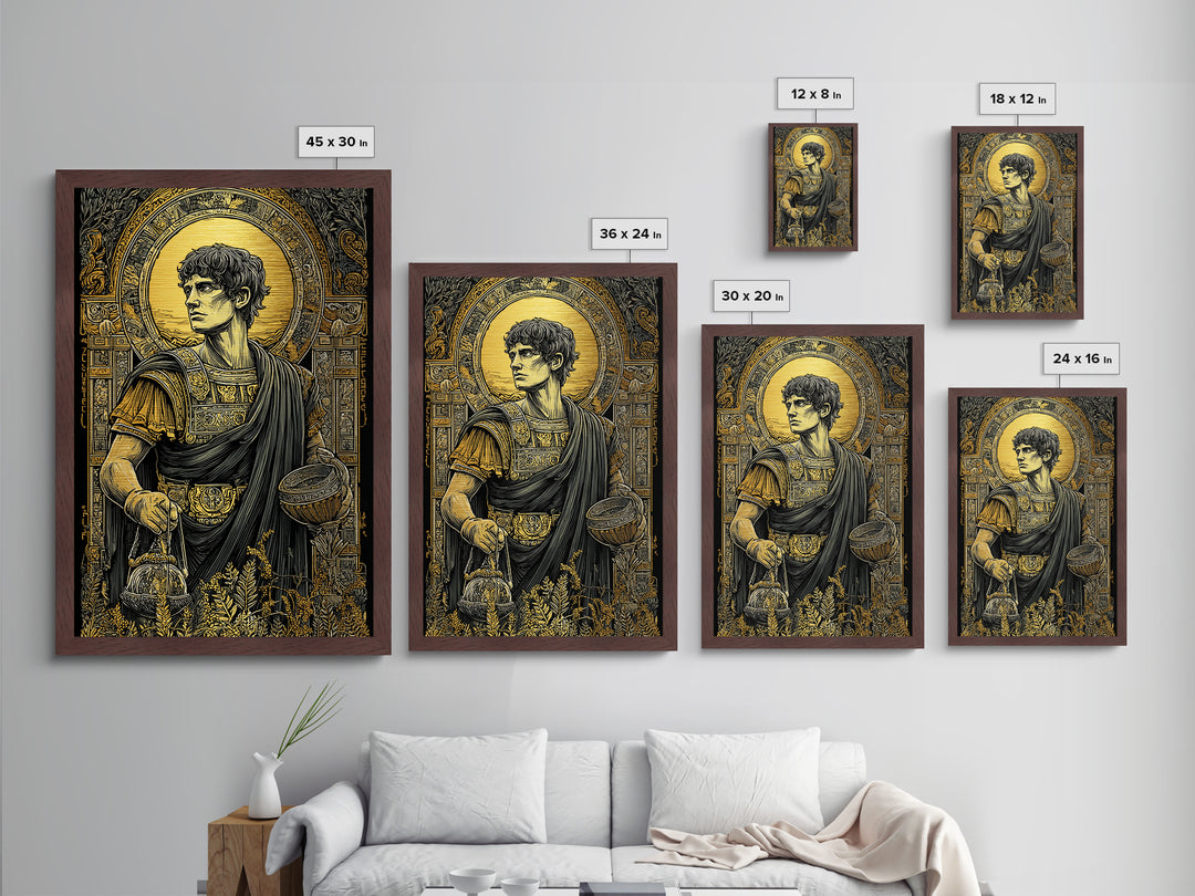 Imperial Roman Metallic Gold Metal Print, Regal Warrior Wall Art, Historical Luxury Decor, Ancient Hero Artwork, Real Wood Frame