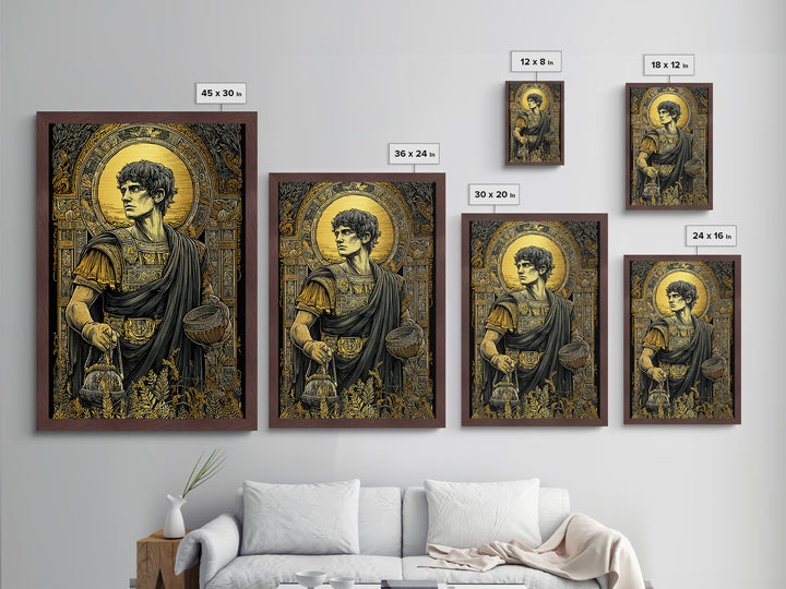Imperial Roman Metallic Gold Metal Print, Regal Warrior Wall Art, Historical Luxury Decor, Ancient Hero Artwork, Real Wood Frame