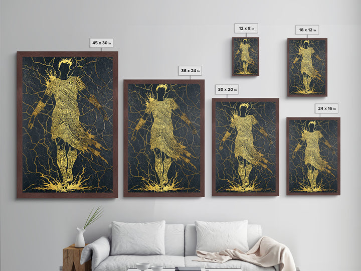 Mythology Inspired Metallic Gold Metal Print, Roman Emperor Wall Art, Historical Home Decor, Ancient Regal Artwork, Real Wood Frame