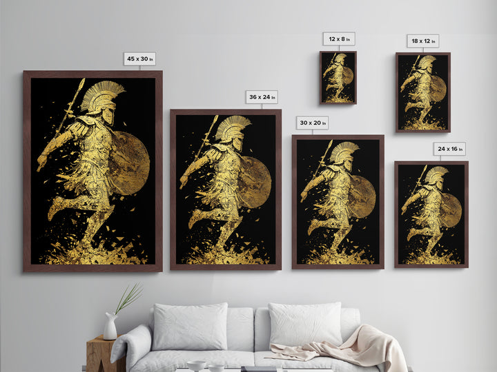 Shattered Roman Soldier, Metallic Gold Metal Print, Mythology Inspired Warrior Wall Art, Real Wood Framed Print