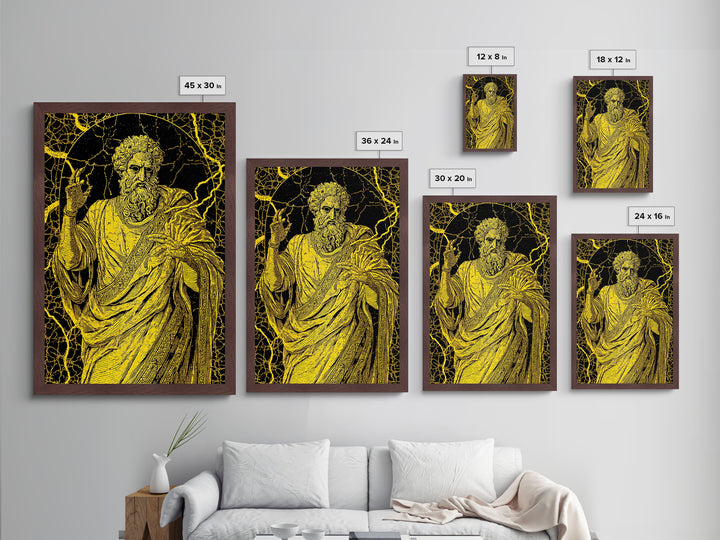 Divine Ruler Metallic Gold Metal Print, Classical God Wall Art, Ancient Power Decor, Luxury Mythology Artwork, Real Wood Frame