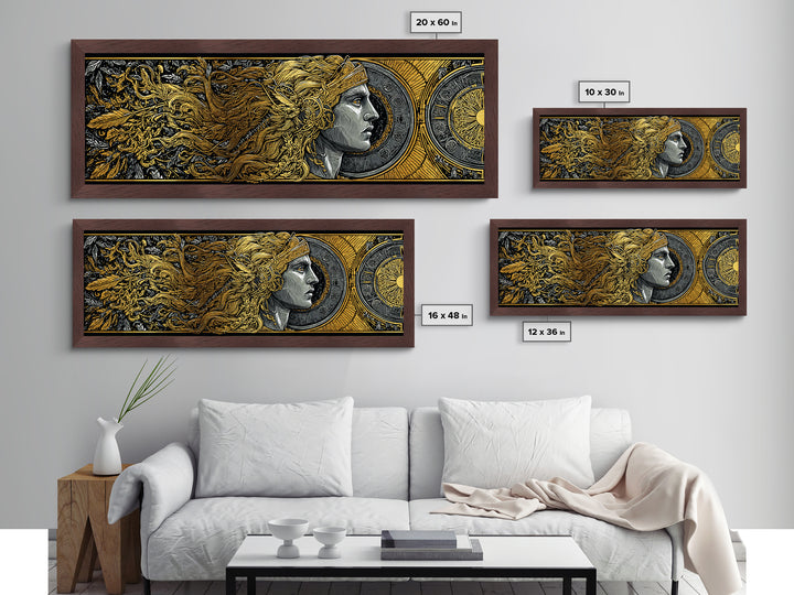 Temple Of Olympus Illustration, Ancient Greek Architecture Metallic Gold Metal Print, Mythology Wall Art, Real Wood Frame